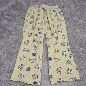 Life is Good Pajama Pants Womens XL Yellow Surfing Dog Cotton Lounge Bottoms